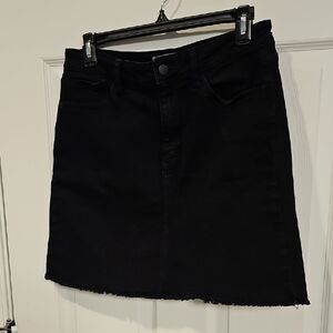 Just USA Black Denim A-Line Skirt with Frayed Hem